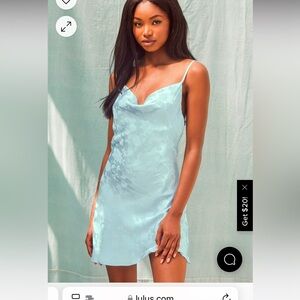 NWT - Close to Your Heart Dusty Blue Satin Jacquard Cowl Slip Dress Size S